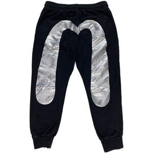 EVISU Heritage Silver Diacock Terrycloth Sweatpants Black mens size 32x24.5